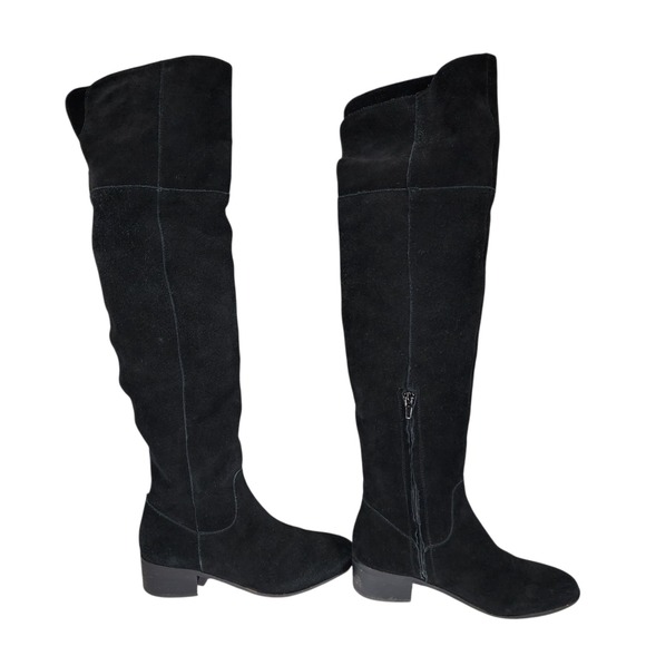 Steve Madden Over Knee Boots 6 Women Tyga Black Suede Leather Riding Equestrian - Picture 1 of 10
